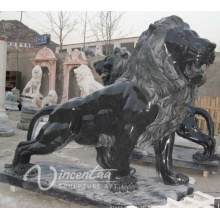 hot selling stone sculpture European style black marble lion for sale